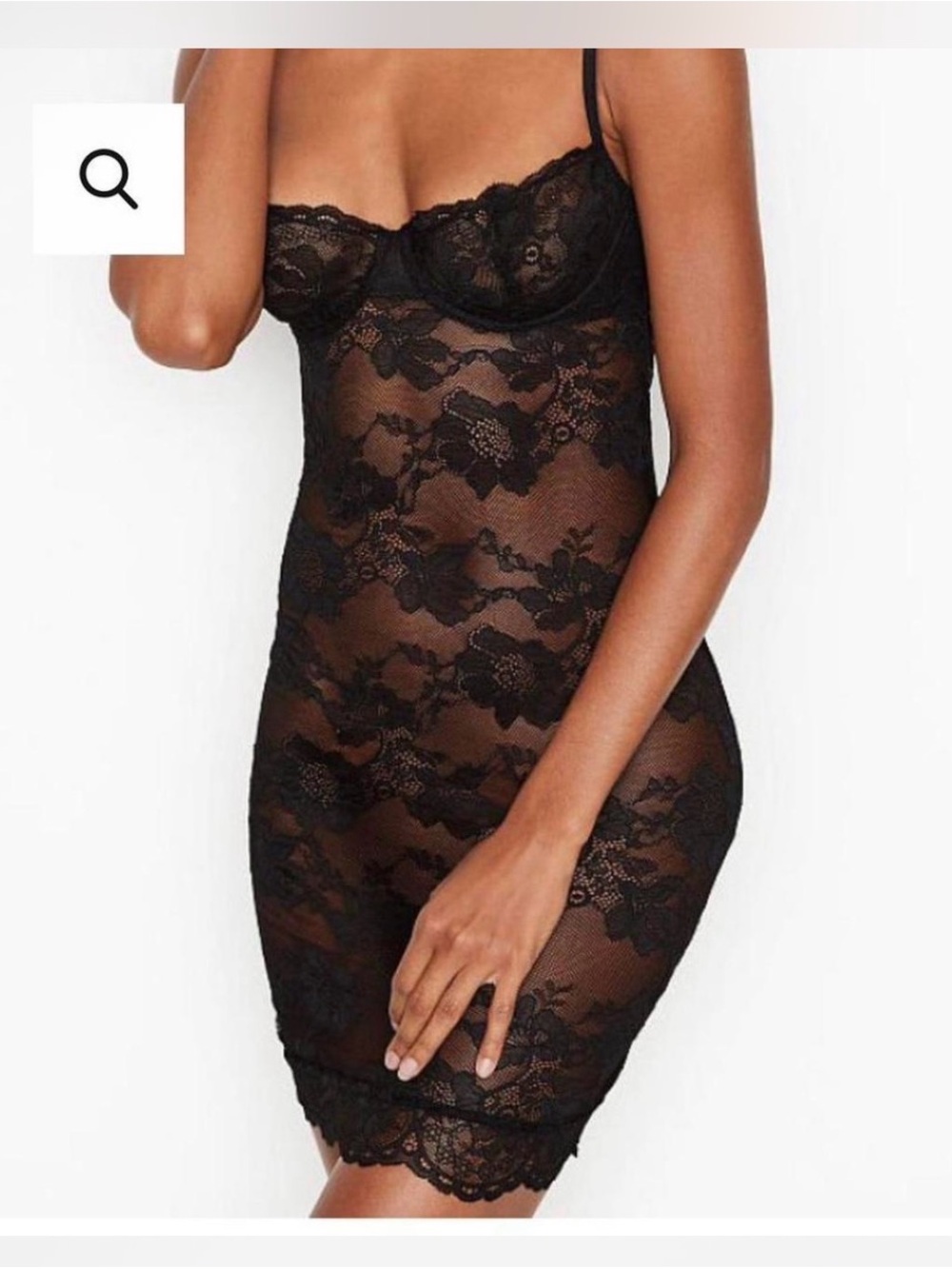 Victoria's Secret Black Lace Chemise Slip